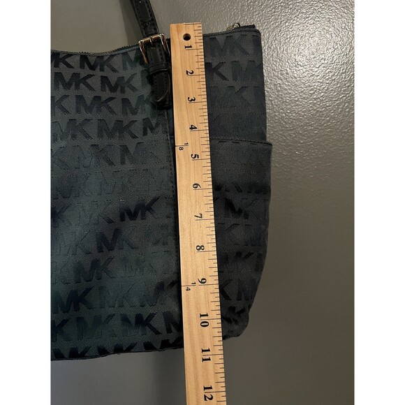 Michael Kors Tote Bag Womens Large Blue MK Monogram Shoulder Purse Handbag Zip - Picture 8 of 13